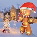 8 FT Christmas Inflatable Outdoor Decorations: Blow Up Christmas Inflatables Decoration Gingerbread Man with Build-in LED for Christmas/Outdoor/Yard/Garden/Lawn Decor