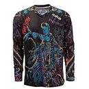 JPOJPO Men's Cycling Jersey MTB T Shirt Long Sleeve Mountain Bike Motorcycle Bicycle Clothes Anti-UV, Black, Large