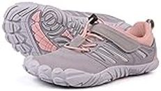 JOOMRA Women's Trail Running Shoes Size 6.5-7 Grey Pink Walking Camping Trekking Toes Ladies Arch Support Walking Jogging Hiking Workout Sneaker Barefoot Footwear 37
