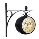 Home Decor Wall Clock Double Sided Garden Decoration Metal Clock  Train Station