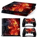 Morbuy PS4 Vinyl Skin Full Body Cover Sticker Decal For Sony Playstation 4 Console & 2 Dualshock Controller Skins (Red Fire Flower)