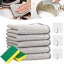 Donubiiu Multipurpose Wire Dishwashing Rags for Wet and Dry, Multipurpose Non-Scratch Scrubbing Wire Dishwashing Rags, Steel Wire Dish Towel, Dish Washing Net Mesh Cloth (5PCS)