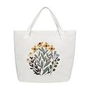 Embroidery Kit Canvas Tote Bag with Patterns for Beginners, Personalized Canvas Bag Kits, Bamboo Embroidery Hoop, English Instruction for DIY Crafts with Tools