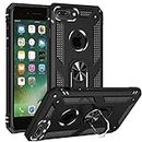 Cavor for iPhone 7 Plus/ 8 Plus / 6 Plus / 6s Plus Case (5.5") TPU Case PC Bumper 360° Rotation Ring Holder Kickstand Back Cover Work with Magnetic Car Mount Shockproof Protective Cover-Black