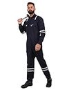 CLUB TWENTY ONE Men's Pyrovatex Treated Flame Resistant FR High Visibility Coverall Boiler Suit (X-Large, Navy Blue)
