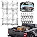 Cargo Net for Pickup Truck Bed,4'x6'Elastic Bungee Cargo Net for Truck Universal Car Organizer Net for Large Loads,with 12 Tangle-Free Clip Carabiners and 1 Storage Bag Small