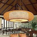 LIsIHa Japanese Woven Wicker Bedroom Chandelier E27 Decorative Ceiling Pendant Lamp for Dining Room Bedroom Hanging Lighting