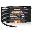 InstallGear 4 Gauge OFC Wire, AWG OFC Pure Copper Power Ground Wire Cable (25ft Black) True Spec and Soft Touch Welding Wire, Battery Cable Wire, Automotive Wire, Car Audio Speaker Stereo, RV Trailer