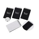 4 Pack Black Water Proof Note Taking Book,3x5"Mini Pocket Notepad Holder with 50 Paper Per,Weatherproof Top Spiral Notebook,Memo Scratch Pads for Outdoor Activities Recording & Measuring Ruler