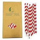 Cute Red White Striped Paper Straws For Drinking Party Supply, Coke Straws Red Straws Paper For Cocktail, Juice, 7.75 Inches, Decorative Cake Pop Sticks