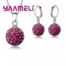 10 farben Fabrik Preis 925 Sterling Silber Jewlery Sets Micro Gepflasterte Crystals Runde Ball