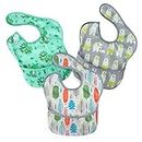 PandaEar 3 Pack Super Light Weight Baby Bib Waterproof Washable Stain Oil and Odor Resistant 5-36 Months