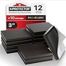 X-Protector Non Slip Furniture Pads - 12 PCS 3" - Prime Line Anti Slip Furniture Pads - Self-Adhesive Furniture Grippers - Rubber Furniture Pads Non Slip - Furniture Stoppers to Prevent Sliding!