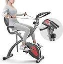 PROIRON 3-in-1 Folding Exercise Bike | Upright and Recumbent Foldable Stationary Bike | Magnetic Fitness Bike Indoor with Back Rest, Sensors, Arm Resistance | F-Bike for Home Cardio Training, 120kg