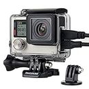 YALLSAME Protective Housing Frame Clear Case for GoPro Hero 4 Black / 4 Silver / 3+ / 3 Action Camera with Side Open for Connect data cable and Hole for Mic is Suitable for Vlog / Interviews Recording