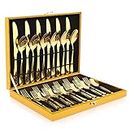 Gold Silverware Set, OGORI 30-Piece Stainless Steel Gold Flatware Set Service for 6, Mirror Polished Cutlery Utensils Set Include Knife/Fork/Spoon, Dishwasher Safe