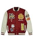 Reason Jackets For Men, Men’s Bomber Jacket, Stylish Winter Essential Casual Outerwear, All Time Champ Nylon Varsity Jacket, Burgundy, X-Large