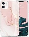Pink iPhone 11 Case for Women, Slim Fit Marble Design iPhone 11 Phone Case, TPU + PC Hard Case, Shockproof & Non-Fading Pattern Protective Cover, 6.1 inch