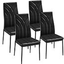 Yaheetech Set of 4 Dining Chairs Modern Dining Room Chairs Faux Leather Kitchen Chairs with Petal Accented Back and Sturdy Metal Legs for Dining Room, Kitchen, Black