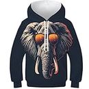 HEYLInUP Cool Elephant Unisex Teen Boys Girls 3D Printed Hoodies Kids Sportswear Grassland Animals Funny Pullover Novelty Coat Long Sleeve with Pockets for 6-15 Years 10-12Y