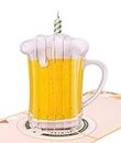 MOKIO® Pop-Up Card - Beer with Candle - Funny 3D Birthday Card or Money Gift, Voucher Card with Envelope