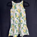 Old Navy MED Girls Yellow/Green Lemon Print Sleeveless Fit & Flare Summer Dress
