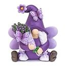 KnomeKo Lavender Gnomes Decor, Spring Resin Garden Gnome Decorations for Home Indoor/Outdoor Pastel Purple Spring Lavender Decorations Farmhouse Butterfly Gnome