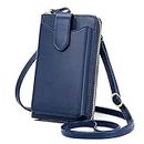 Peacocktion Small Crossbody Cell Phone Purse for Women, Lightweight Mini Shoulder Bag Wallet with Credit Card Slots, Z01-navy Blue