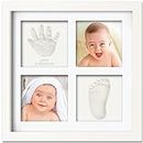 Baby Hand and Footprint Kit - Baby Footprint Kit, Baby Hand & Footprint Maker, Baby Handprint Footprint Frame, Baby Girl Gifts, Baby Boy Gifts, Baby Registry, Mother's Day Gifts (Alpine White)