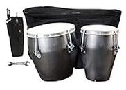 GT manufacturers Professional Two Piece Hand Made Wooden Bango Drum Set With Tool Kit Bag (Grey)