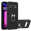 SHJ Mobile Phone Cases for LG V60 ThinQ 5G 2 in 1 Armour Series PC + TPU Protective Case with Ring Holder Phone Accessories, Black