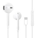 USB C Headphones Wired for iPhone 15 Series, for iPad Pro Air 5/4/Mini 6/iPad 10th, for MacBook Pro/air, Type C Earbuds for Samsung, Pixel, OnePlus, Control Microphone, Volume, Music
