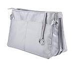 Vercord Expandable Nylon Handbag Purse Organizer Insert Liner Shaper Bag in Bag Beige Grey Medium