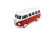 BRISA VW Collection - Volkswagen Portable Bluetooth Speaker Wireless Box with Rechargable Battery T1 Bus Campervan (Scale: 1:20/Classic Bus/Red)