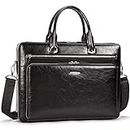 BOSTANTEN Women Genuine Leather Briefcase Tote Business Vintage Handbag 15.6" Laptop Shoulder Bags Black