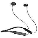 pTron Tangent Duo Bluetooth 5.2 Wireless in Ear Earphones with Mic, 24Hrs Playback, 13mm Driver, Deep Bass, Fast Charging Type-C Neckband, Dual Pairing, Voice Assistant & IPX4 Water Resistant (Black)