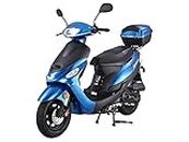 HHH Upgraded 49cc/ 50cc Scooter Gas Fully Automatic Street Scooter Moped Pony 50 with Matching Trunk (Blue Color)