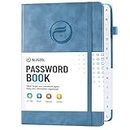 Password Book with Alphabetical Tabs, Hardcover Password Keeper, Password Notebook Organizer for Computer and Internet Address Website Login, Gifts for Home and Office, 5.8''x 8.4''- Blue