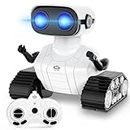 Dhapy Robot Toys, Rechargeable Remote Control Robot Toys for Kids, 2.4Ghz RC Robot Toys with Music and LED Eyes, Gifts for Boys and Girls Ages 3+ (White)