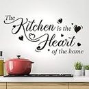 Kitchen is The Heart of the Home - Adesivo da parete in vinile con citazione e scritta in lingua inglese "Love" per credenze, frigo e vetri, con citazioni, cuori, cucine, decorazioni murali