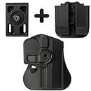 IMI Defense Z1420 Tactical Combo Kit Roto Retention Paddle Holster + Double Magazine Pouch + Belt Holster Attachment For Walther M1 (PPQ Classic 9/.40), M2, Navy SD, P99Q Pistol Handgun