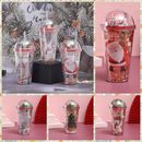 500ml 2-Layer Straw Cup Christmas Micro Landscape Cup With Glitter Sequined