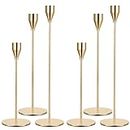Set of 6 Gold Candle Holders Taper Candle Holders Tall Metal Candle Stands Holders for Table Centerpiece Modern Pillar & Home Wedding Decor