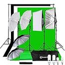 CanadianStudio Photography Studio 1400 watt Continuous Lighting Umbrella softbox Light Black/White/green High Key Muslin Backdrop Stand Kit for Video Photo Portrait