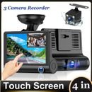 4"  Touch Screen Dash Cam 1080P Dual Lens Car DVR Recorder Front and Rear Camera