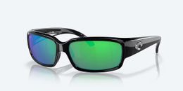 Gafas de sol COSTA DEL MAR Caballito polarizadas negras brillantes/verdes espejo 580P NUEVAS