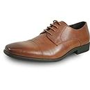bravo! Men Dress Shoe King-6 Classic Lace-up Cap Toe Oxford Leather Sock Medium and Wide Width Cognac Size 7M