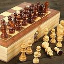 SPOCCO | 11"X11" Foldable Wooden Chess Board Set with 32 Wooden Chess Coins | Folding Chess Board with Wood Pawns | WCB91