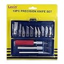 Levin Precision Craft Knife Set with Case 16 Pieces - Professional Razor Sharp Knives for Art, Hobby, Sculpture – Stencil, Fine Point, Scoring, Chiseling Blades (13 Blades+3 Handle)