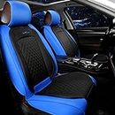 GIANT PANDA Luxury Leather Front Car Seat Covers for Most Cars, SUV, Mini Van and Pickup Blue/Black (1 Pair)